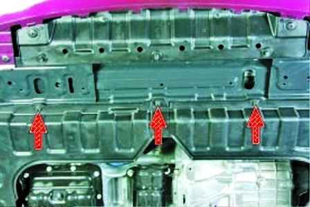 Снятие и установка брызговика двигателя Hyundai Solaris