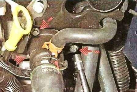 How to remove the thermostat and thermostat housing of a Nissan Almera car