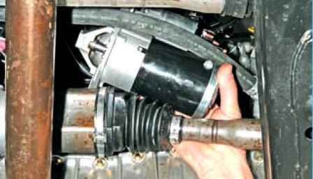Removing and checking starter K4M Nissan Almera