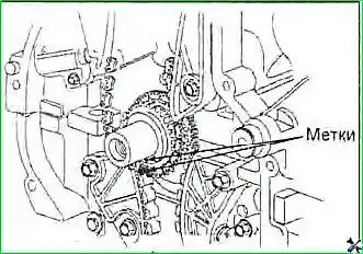 Снятие и установка цепи привода ГРМ и балансирного механизма двигателя G 2.0–2.4 DOHC