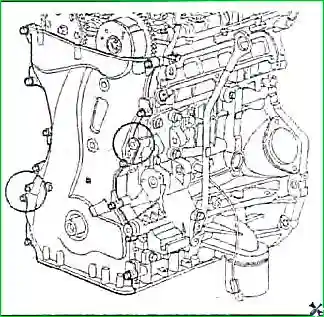 Снятие и установка цепи привода ГРМ и балансирного механизма двигателя G 2.0–2.4 DOHC