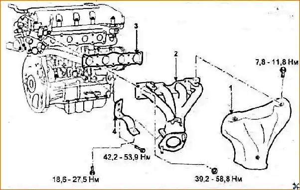 Снятие и установка головки блока цилиндров двигателя G 2.0–2.4 DOHC