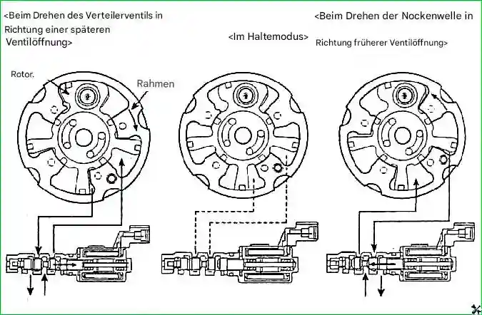 Funktionsdiagramm des CVVT-Stellglieds Konstruktionsmerkmale der G 2.0-2.4 DOHC-Motoren