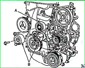 Снятие и установка цепи привода ГРМ и балансирного механизма двигателя G 2.0–2.4 DOHC