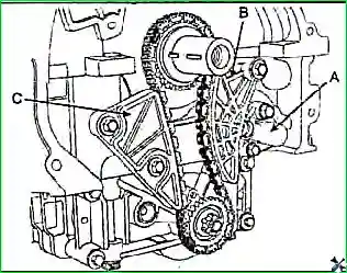 Снятие и установка цепи привода ГРМ и балансирного механизма двигателя G 2.0–2.4 DOHC