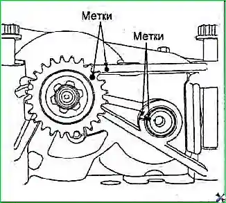 Снятие и установка цепи привода ГРМ и балансирного механизма двигателя G 2.0–2.4 DOHC