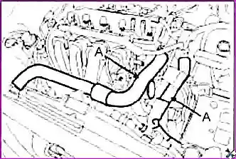 Насос и впускной патрубок охлаждающей жидкости. 1 насос охлаждающей жидкости, 2 прокладка, 3 впускной патрубок охлаждающей жидкости.