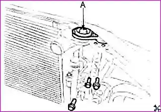 Насос и впускной патрубок охлаждающей жидкости. 1 насос охлаждающей жидкости, 2 прокладка, 3 впускной патрубок охлаждающей жидкости.