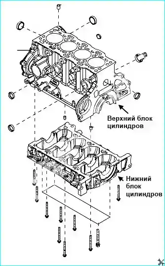Снятие коленчатого вала