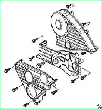 Снятие кожухов ремня привода ГРМ