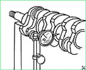 Измерение величины радиального биения коленчатого вала