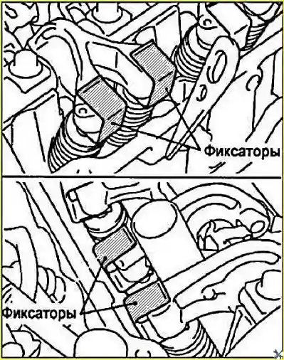 Снятие коромысел клапанов