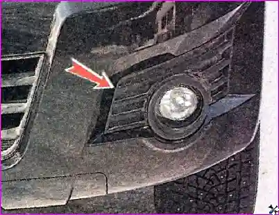 Снятие и установка накладки бампера Снятие и установка противотуманной фары