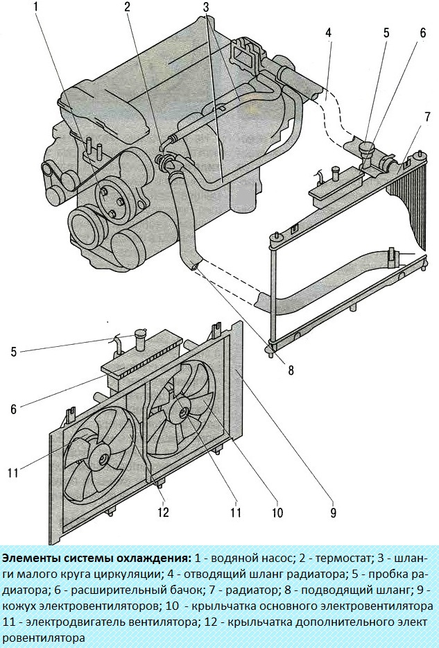 Конструкция системы охлаждения двигателя Мазда 6