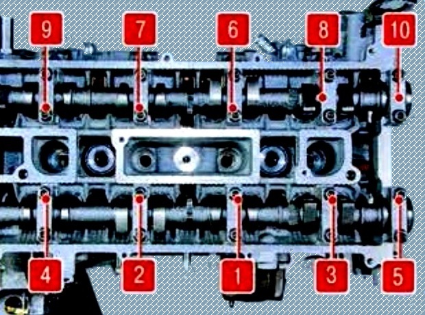 Зняття та встановлення розподільних валів двигуна Мазда 6