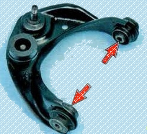 Replacement of the upper arm of the front suspension of the Mazda 6