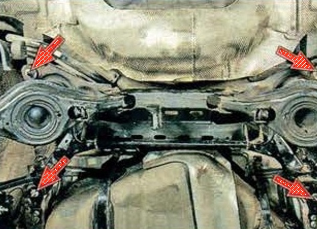 How to remove the rear suspension crossbar Mazda 6