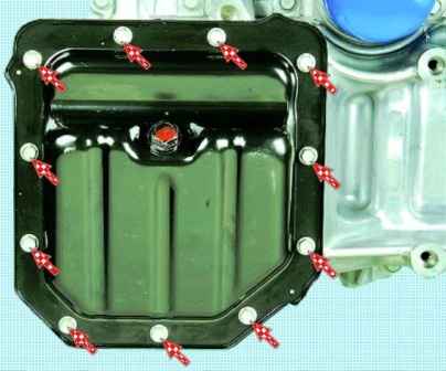 Removing the Hyundai Solaris crankcase pan