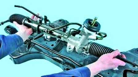 How to remove and install Hyundai Solaris steering gear